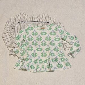 EUC Set of 2 TBBC Long Sleeved Tops Floral and Polka Dot Kids Tops Size 2T